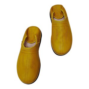 Blue Moroccan Leather Babouche Unisex Handmade Traditional Shoes
