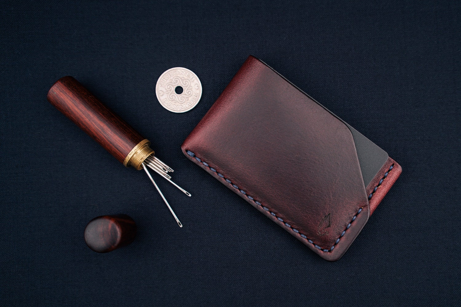 Horween Leather Card Holder Wallet In Burgundy Chromexcel Horween Leather Card Holder Wallet In Burgundy Chromexcel