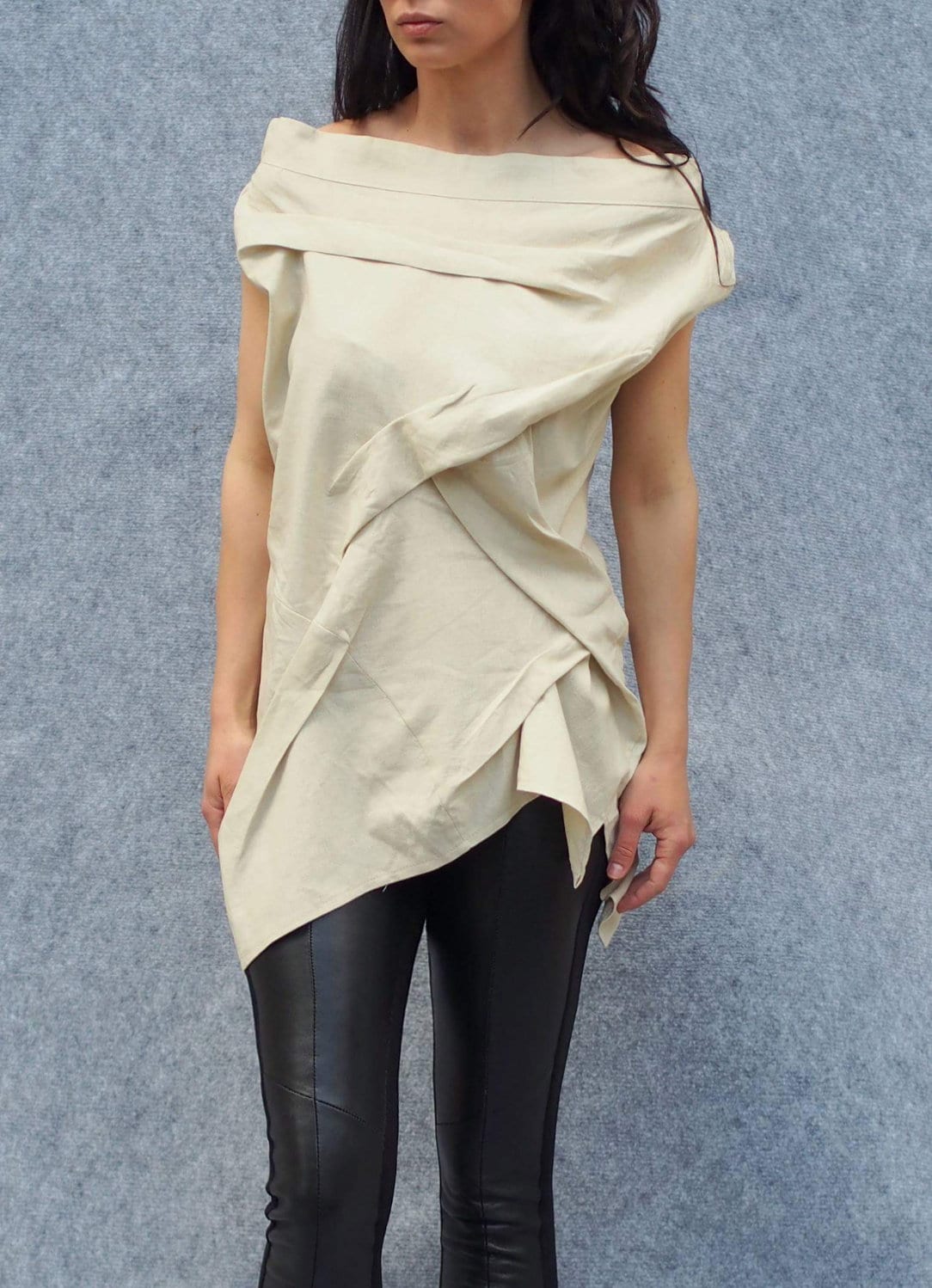 Woman Linen Top/asymmetric Linene Tunic/woman Beige Top/beige Top/woman Woman Linen Top/asymmetric Linene Tunic/woman Beige Top/beige Top/woman