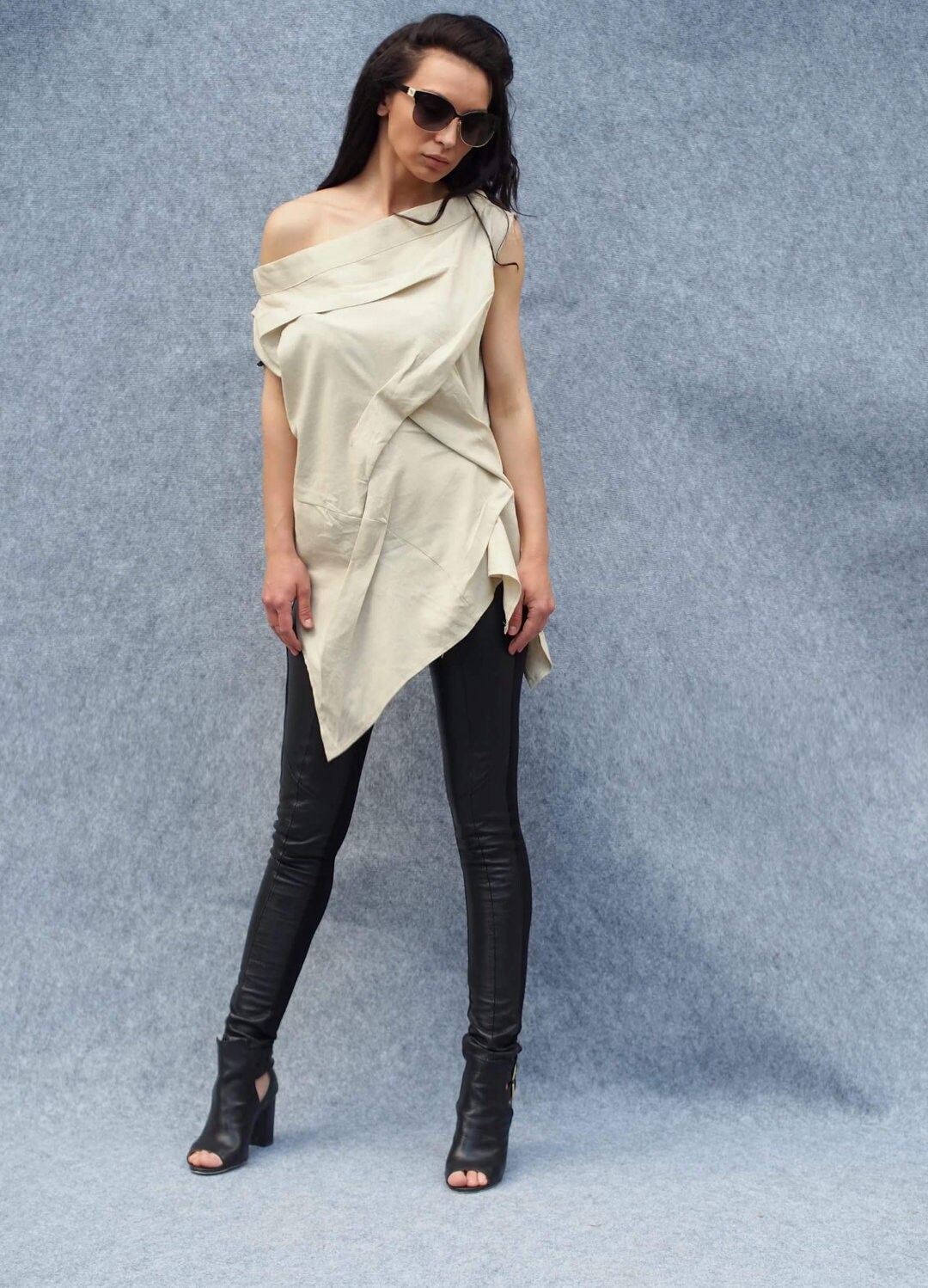 Woman Linen Top/asymmetric Linene Tunic/woman Beige Top/beige Top/woman Woman Linen Top/asymmetric Linene Tunic/woman Beige Top/beige Top/woman