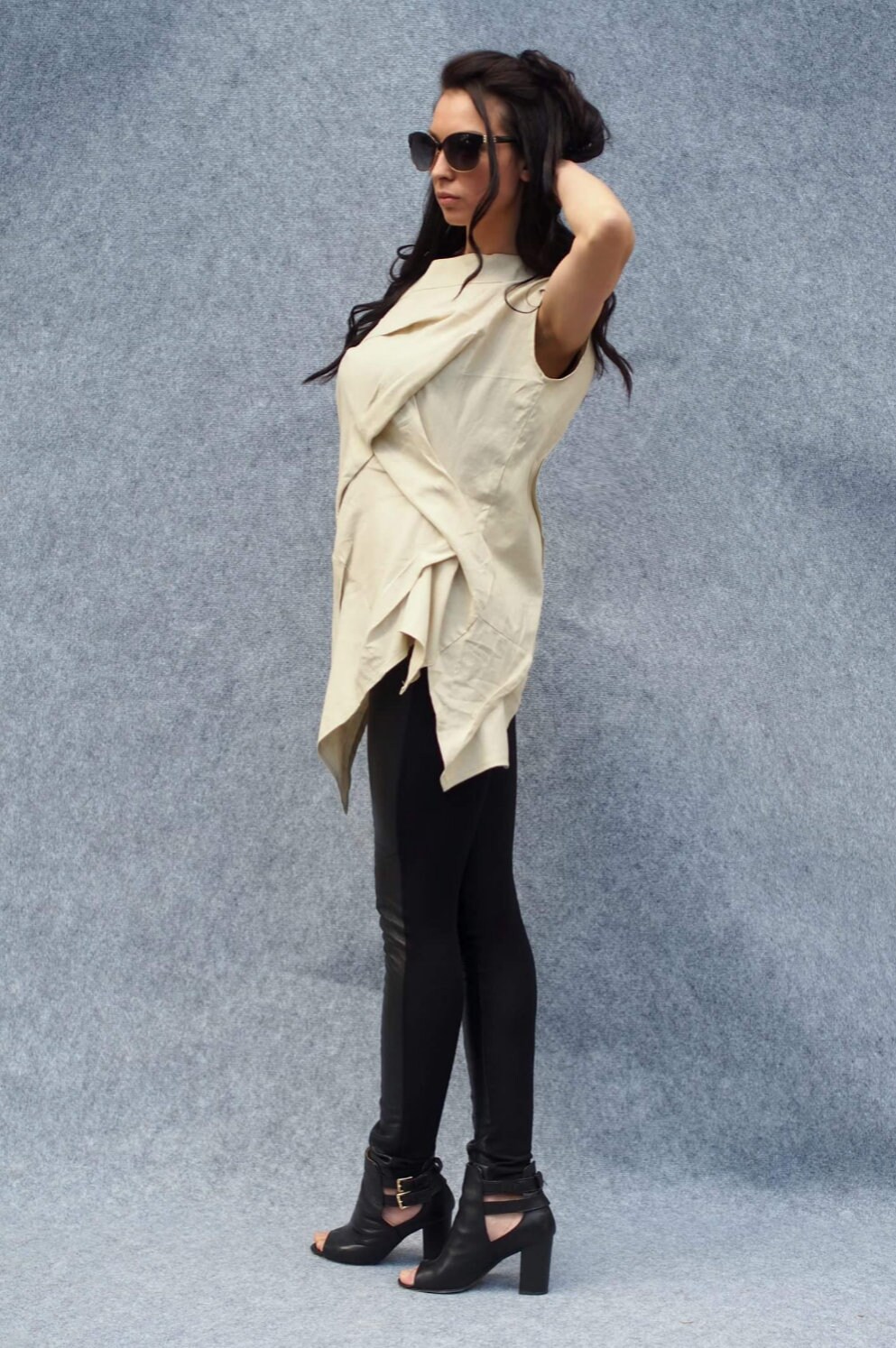 Woman Linen Top/asymmetric Linene Tunic/woman Beige Top/beige Top/woman Woman Linen Top/asymmetric Linene Tunic/woman Beige Top/beige Top/woman