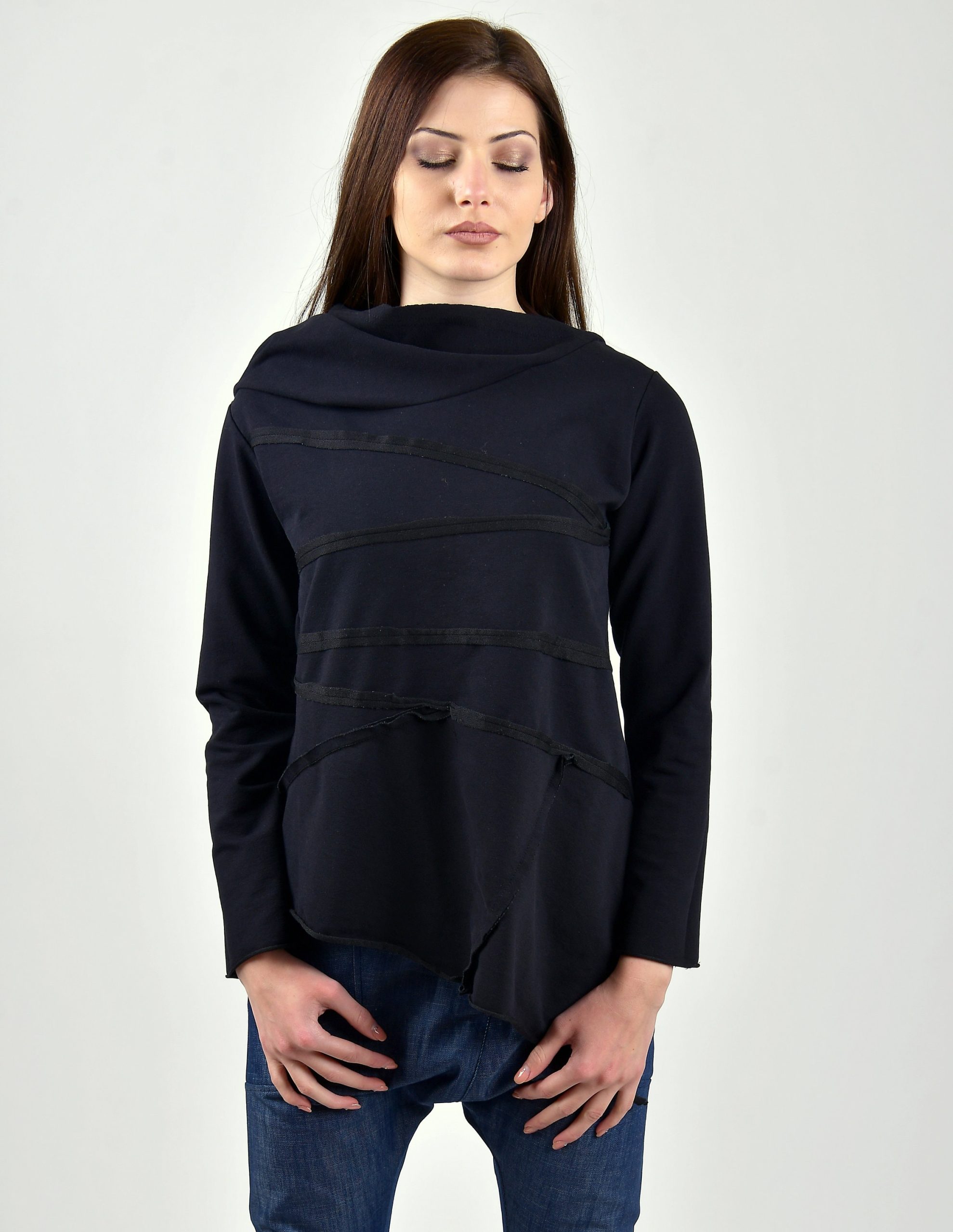 Women Asymmertric Top/women Asymmetric Sweatshirt/black Blouse/black Hoodie Women Asymmertric Top/women Asymmetric Sweatshirt/black Blouse/black Hoodie