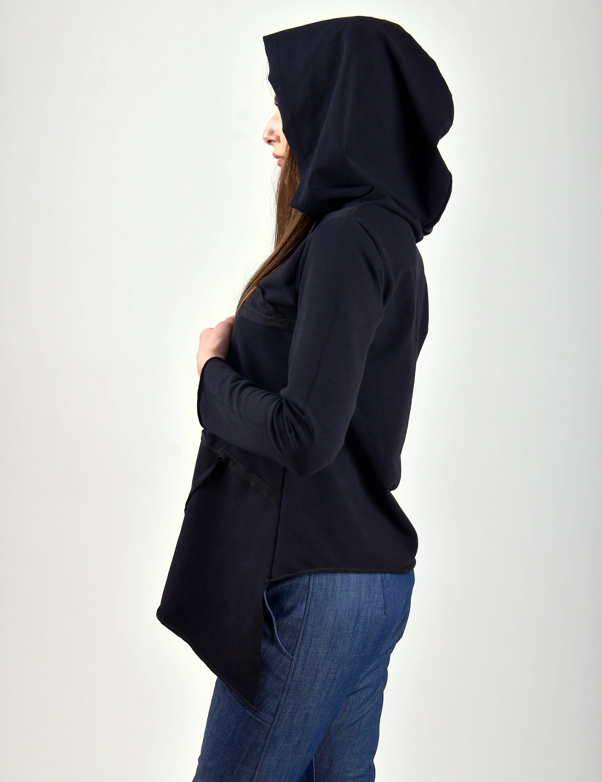 Women Asymmertric Top/women Asymmetric Sweatshirt/black Blouse/black Hoodie Women Asymmertric Top/women Asymmetric Sweatshirt/black Blouse/black Hoodie