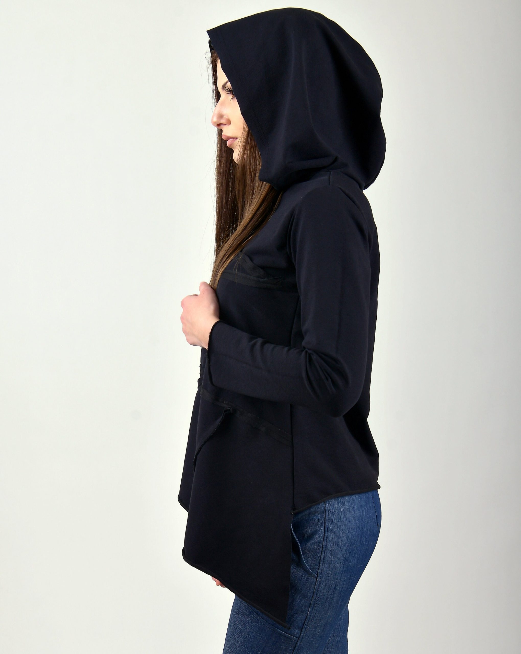 Women Asymmertric Top/women Asymmetric Sweatshirt/black Blouse/black Hoodie Women Asymmertric Top/women Asymmetric Sweatshirt/black Blouse/black Hoodie