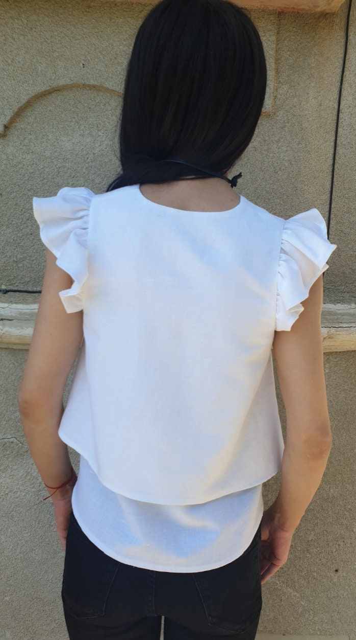 Asymmetric Linen Top Women Extravagant White Tunic For Asymmetric Linen Top Women Extravagant White Tunic For