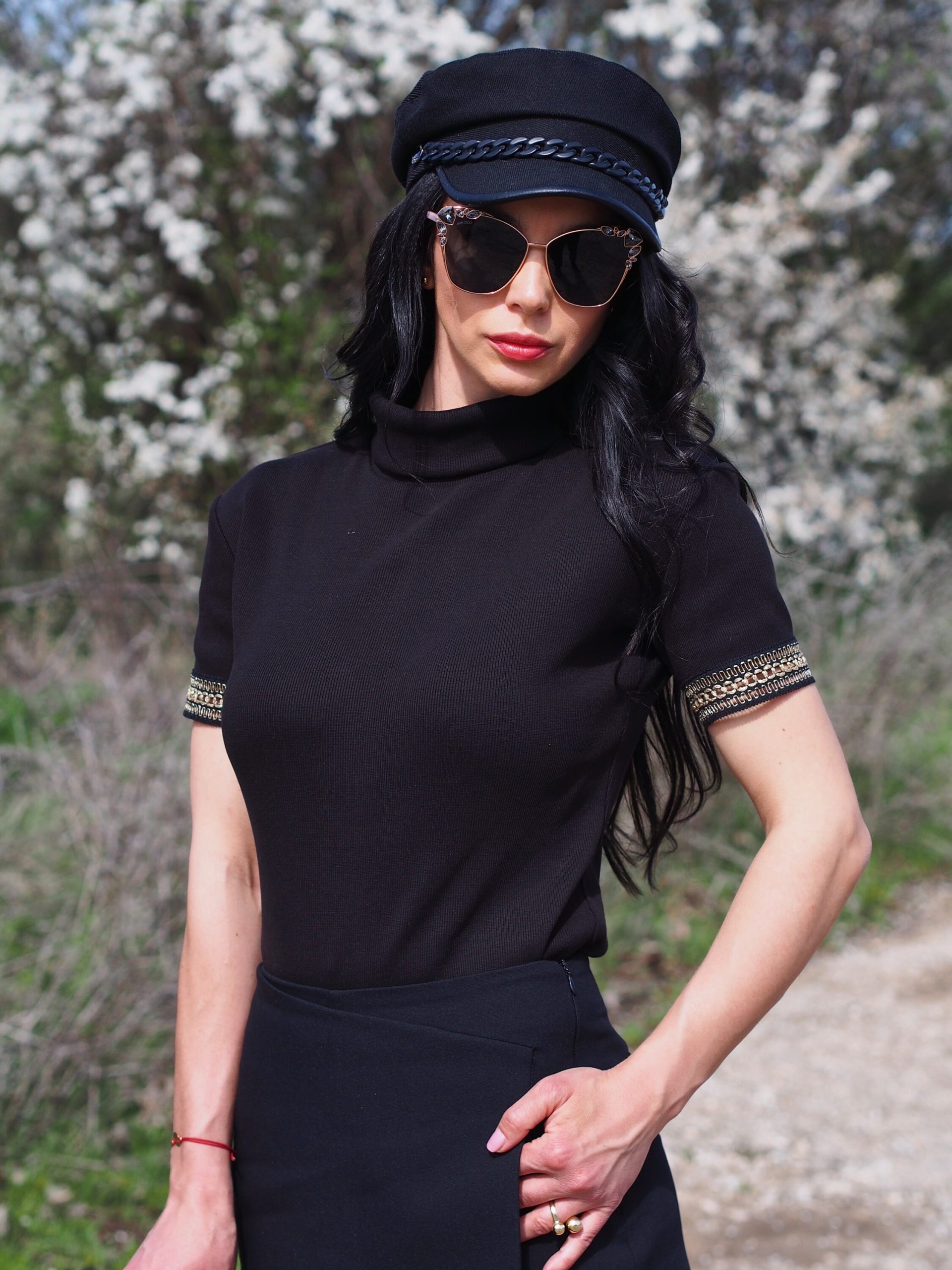 Black Women Top Spring Polo Blouse Extravagant Black Women Top Spring Polo Blouse Extravagant