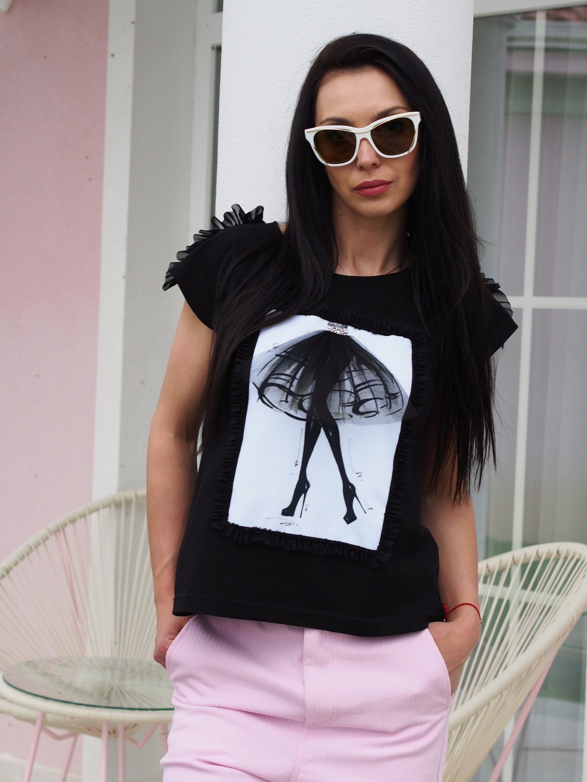 Extravagant Black Summer Top Women Tulle Blouse With Extravagant Black Summer Top Women Tulle Blouse With