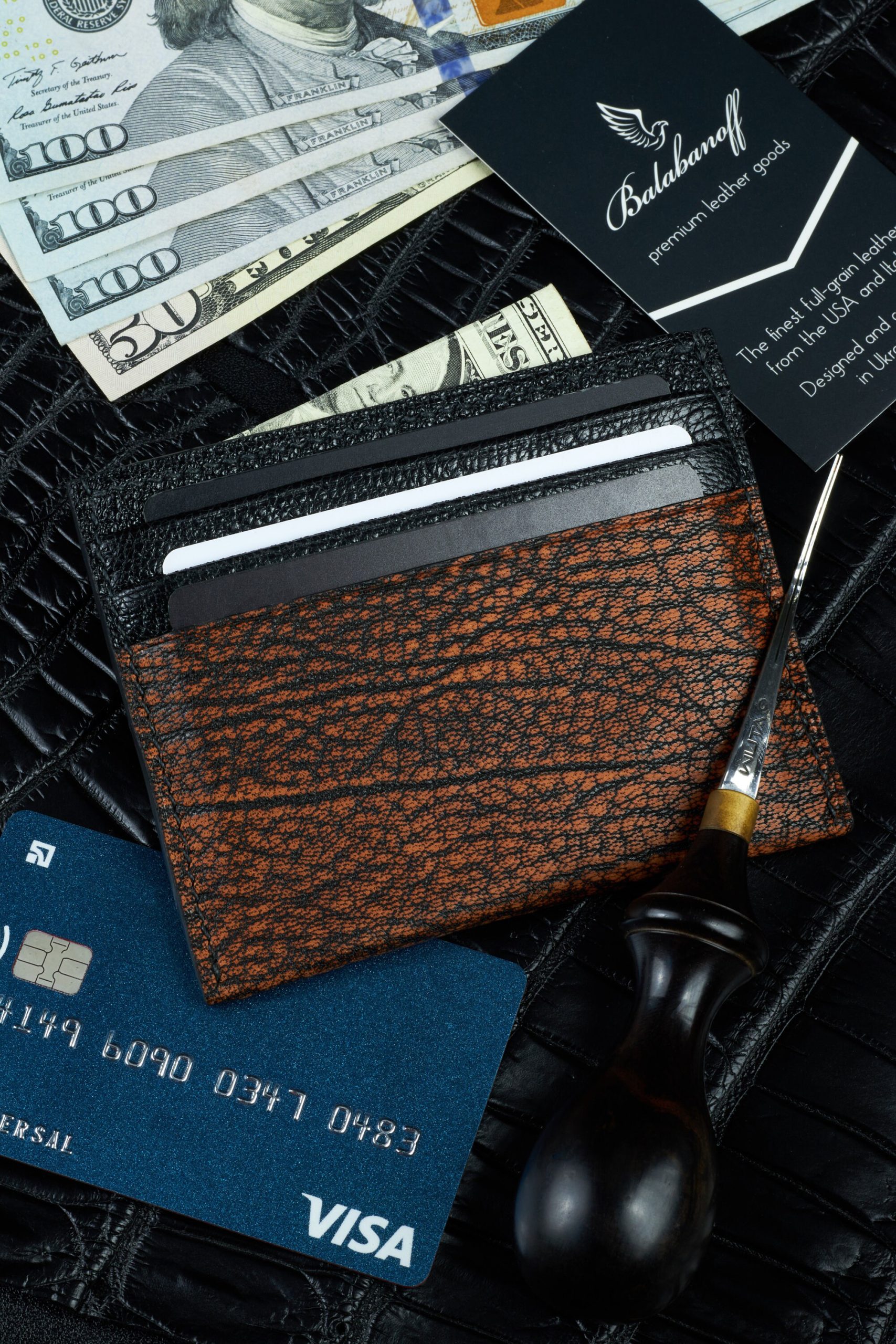 Slim Leather Card Holder Wallet For 6 Cards Slim Leather Card Holder Wallet For 6 Cards