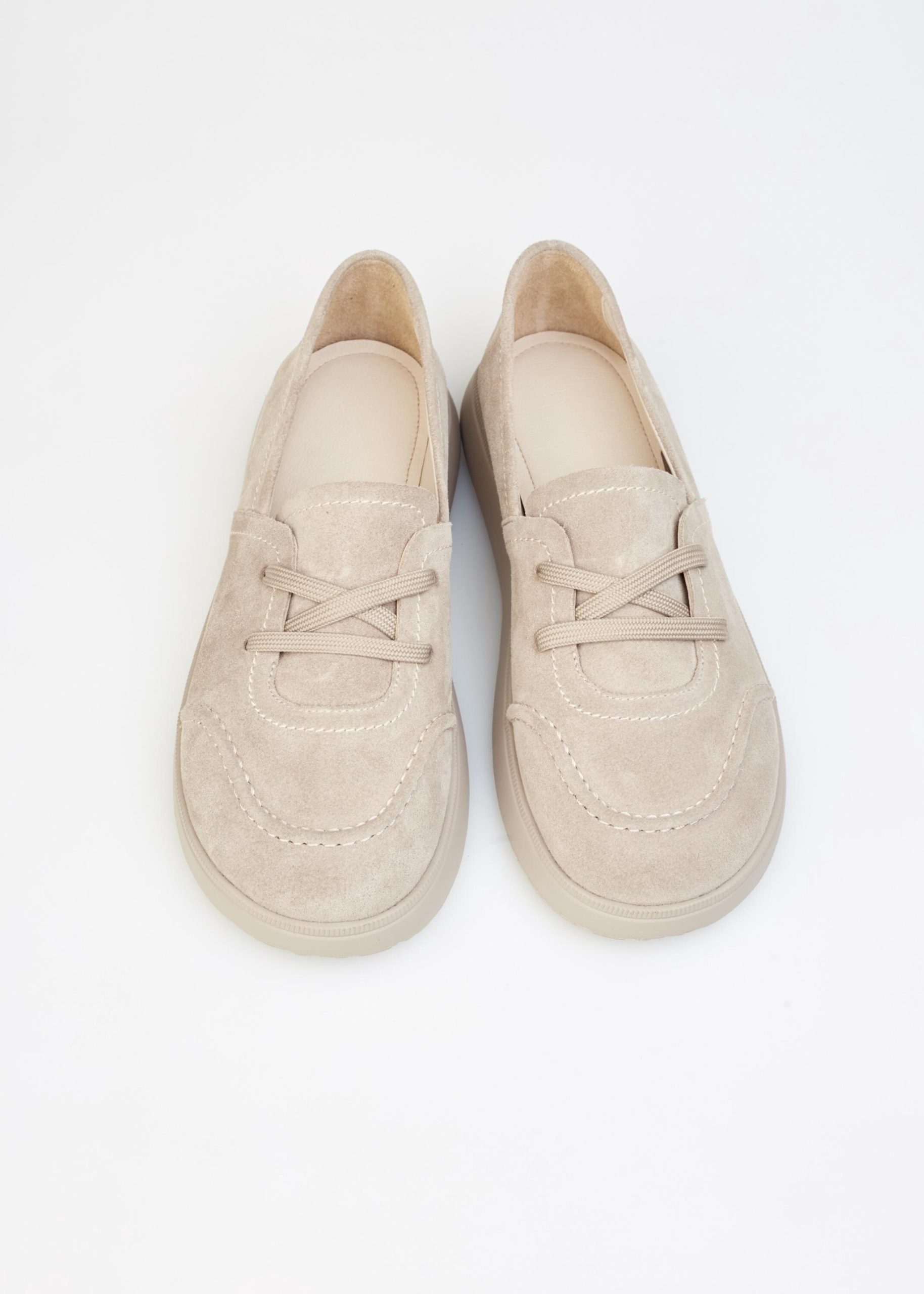Women's Laced Leather Stone Keds Taupe Greige Color Women's Laced Leather Stone Keds Taupe Greige Color