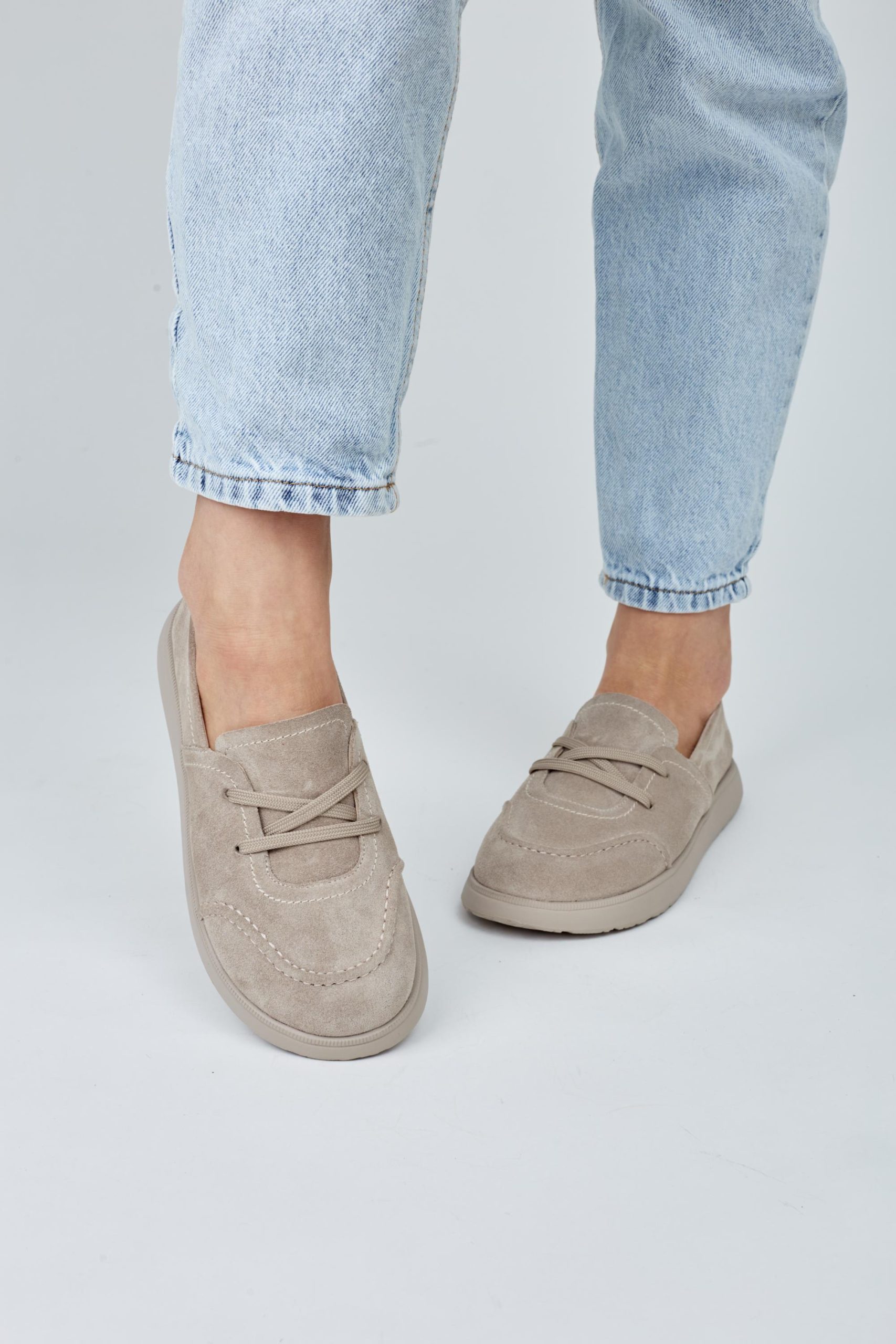 Women's Laced Leather Stone Keds Taupe Greige Color Women's Laced Leather Stone Keds Taupe Greige Color