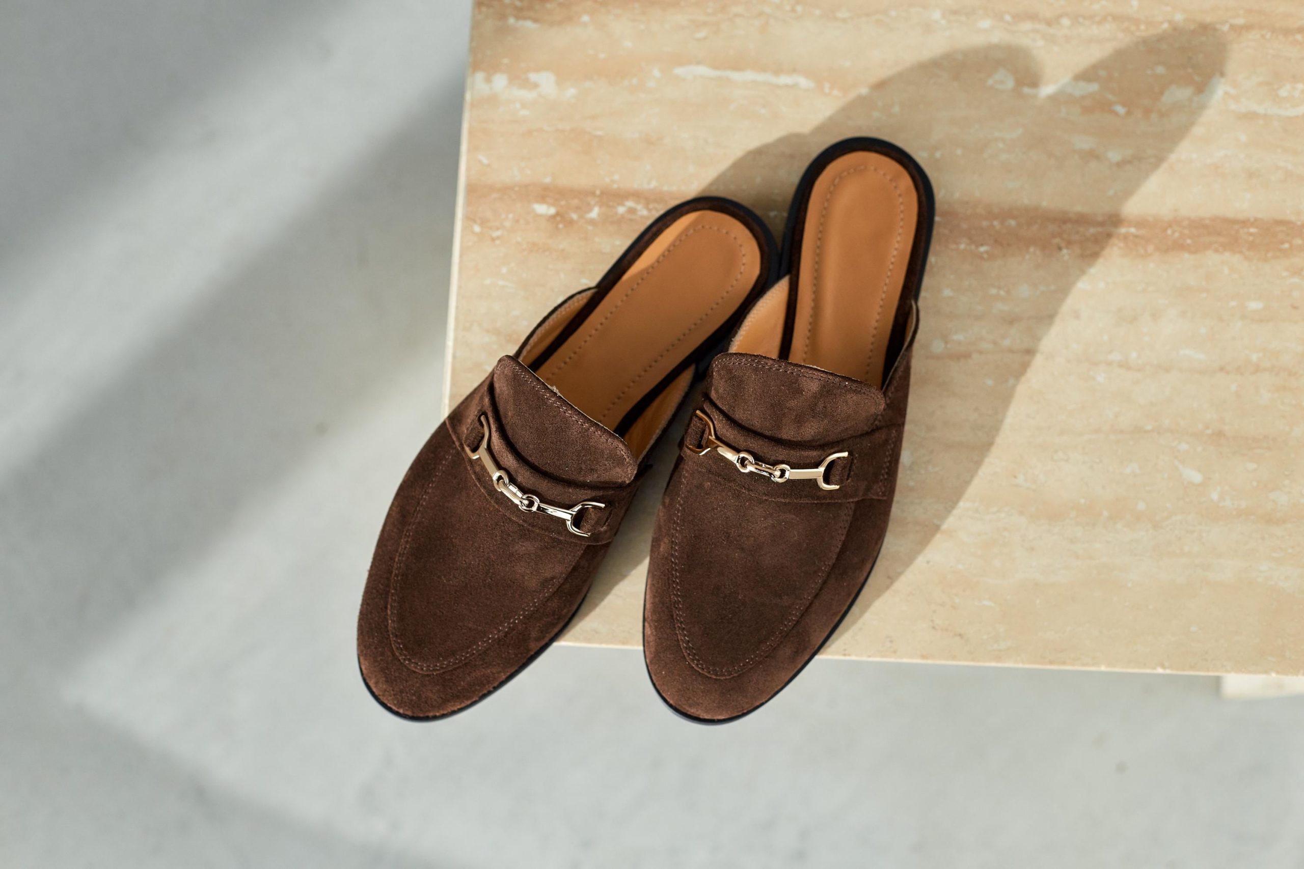 Brown Suede Leather Mules Stylish Slip On Loafers Brown Suede Leather Mules Stylish Slip On Loafers