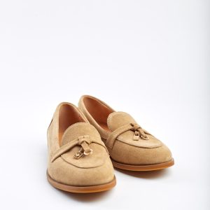 Comfortable Casual Moccasins Beige Suede Loafers For Women