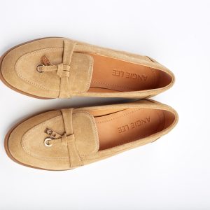 Comfortable Casual Moccasins Beige Suede Loafers For Women