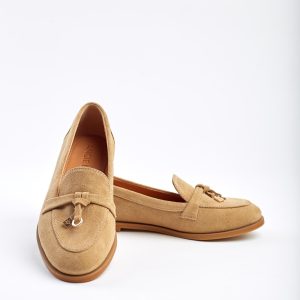 Comfortable Casual Moccasins Beige Suede Loafers For Women