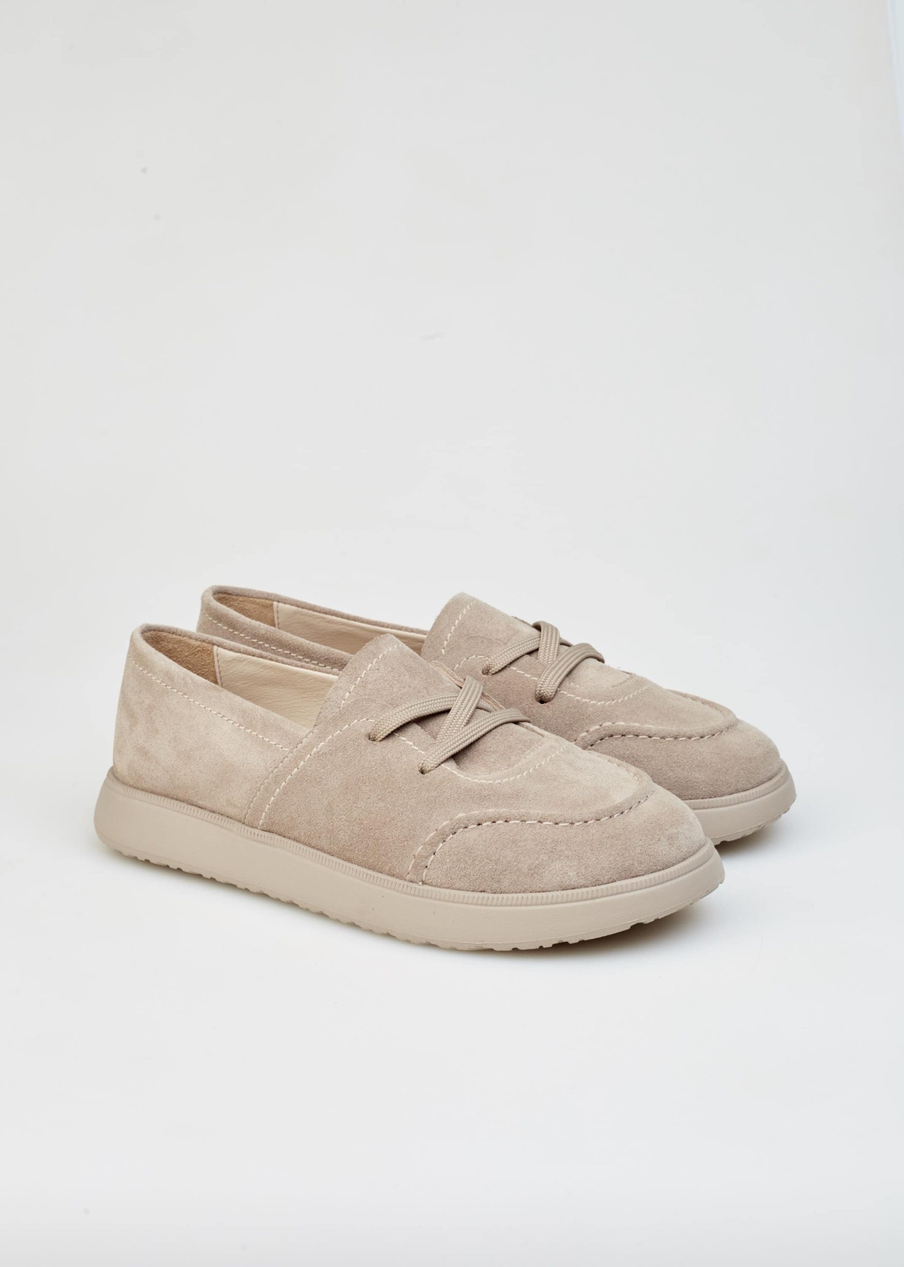 Women's Laced Leather Stone Keds Taupe Greige Color Women's Laced Leather Stone Keds Taupe Greige Color