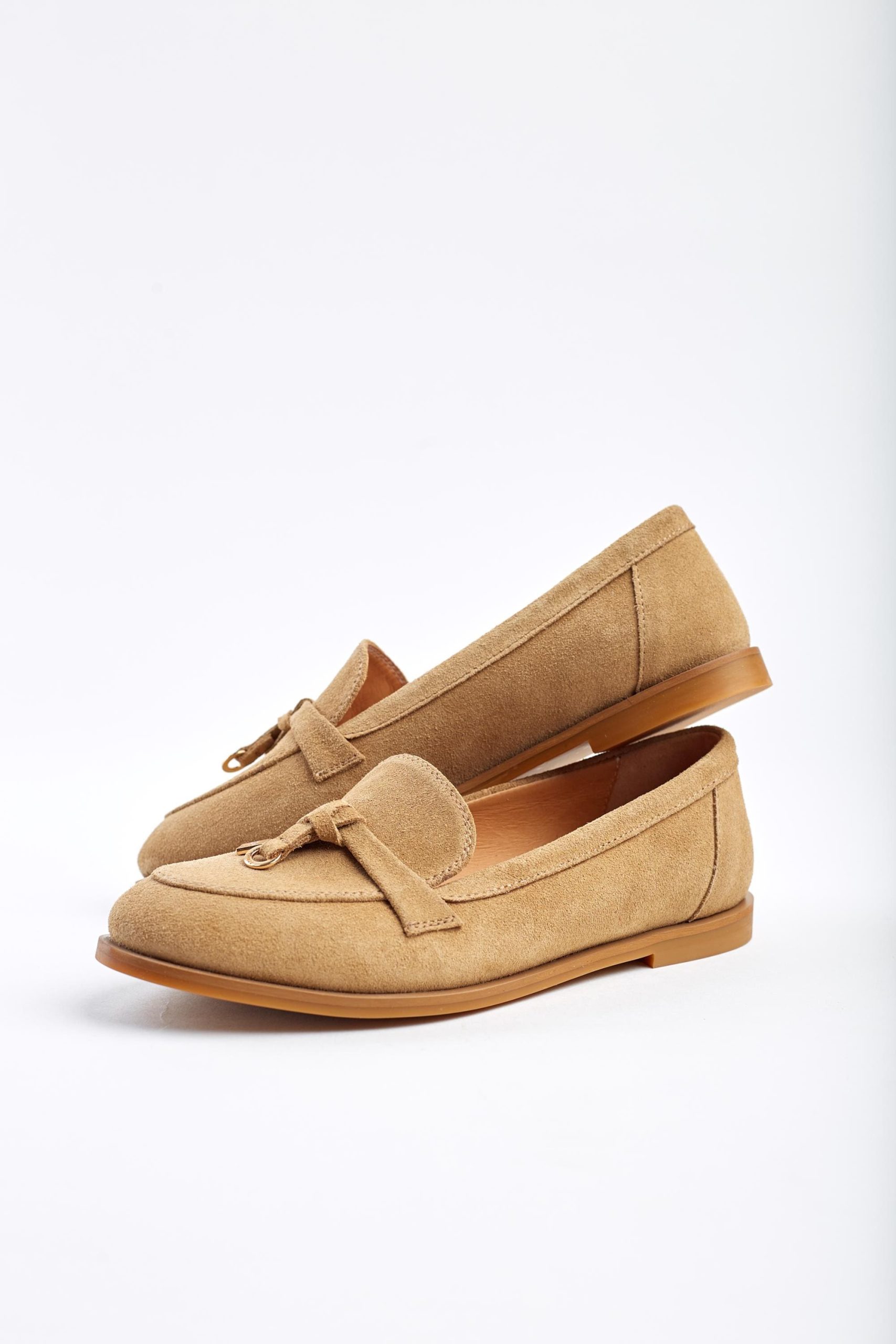 Comfortable Casual Moccasins Beige Suede Loafers For Women Comfortable Casual Moccasins Beige Suede Loafers For Women