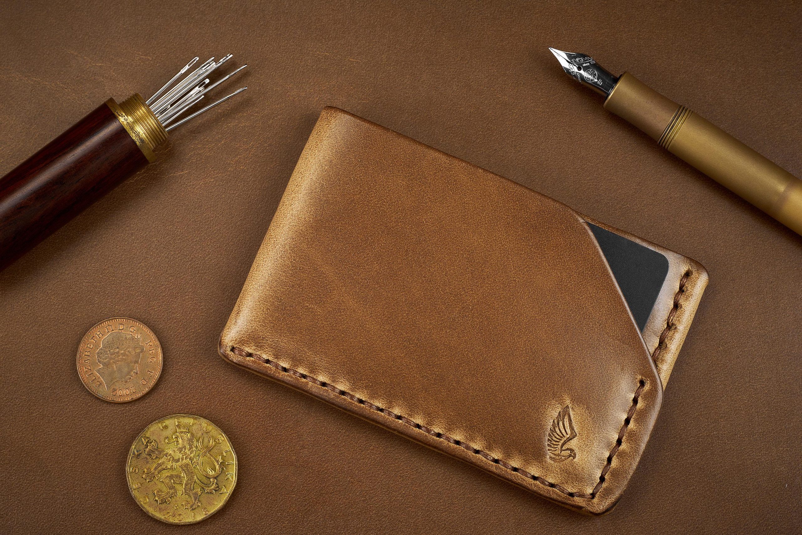 Horween Leather Card Holder Wallet In Natural Chromexcel Horween Leather Card Holder Wallet In Natural Chromexcel