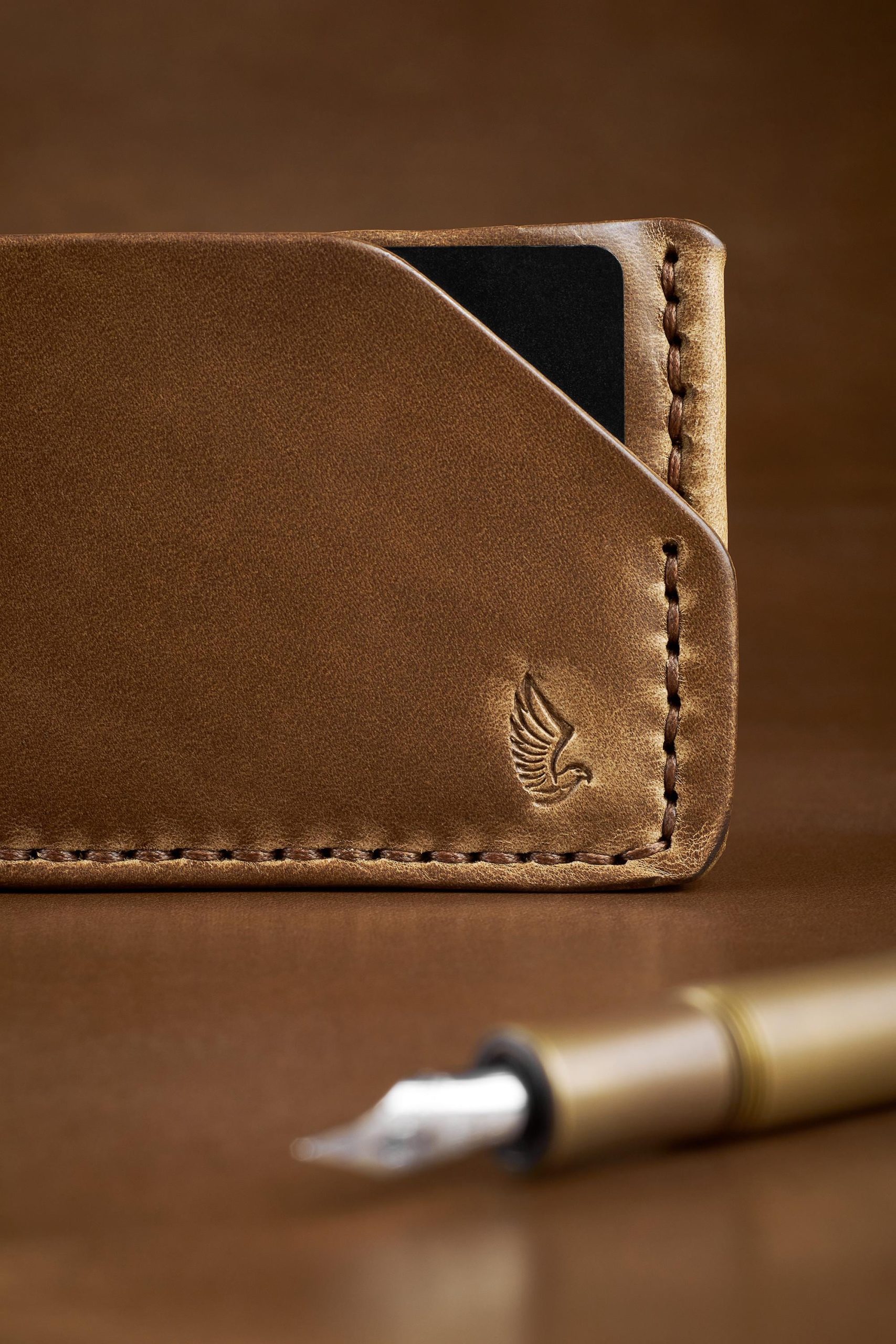 Horween Leather Card Holder Wallet In Natural Chromexcel Horween Leather Card Holder Wallet In Natural Chromexcel