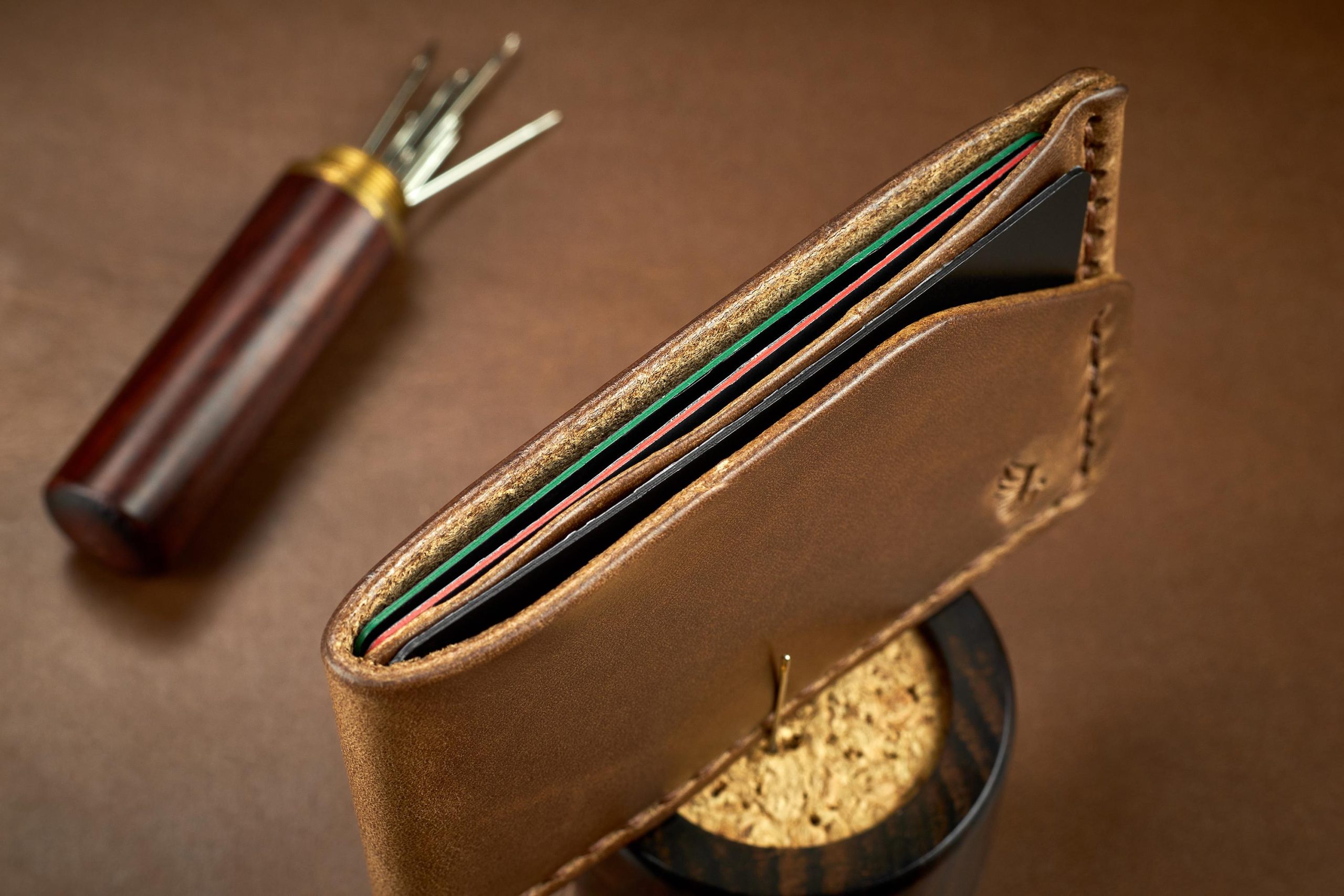 Horween Leather Card Holder Wallet In Natural Chromexcel Horween Leather Card Holder Wallet In Natural Chromexcel